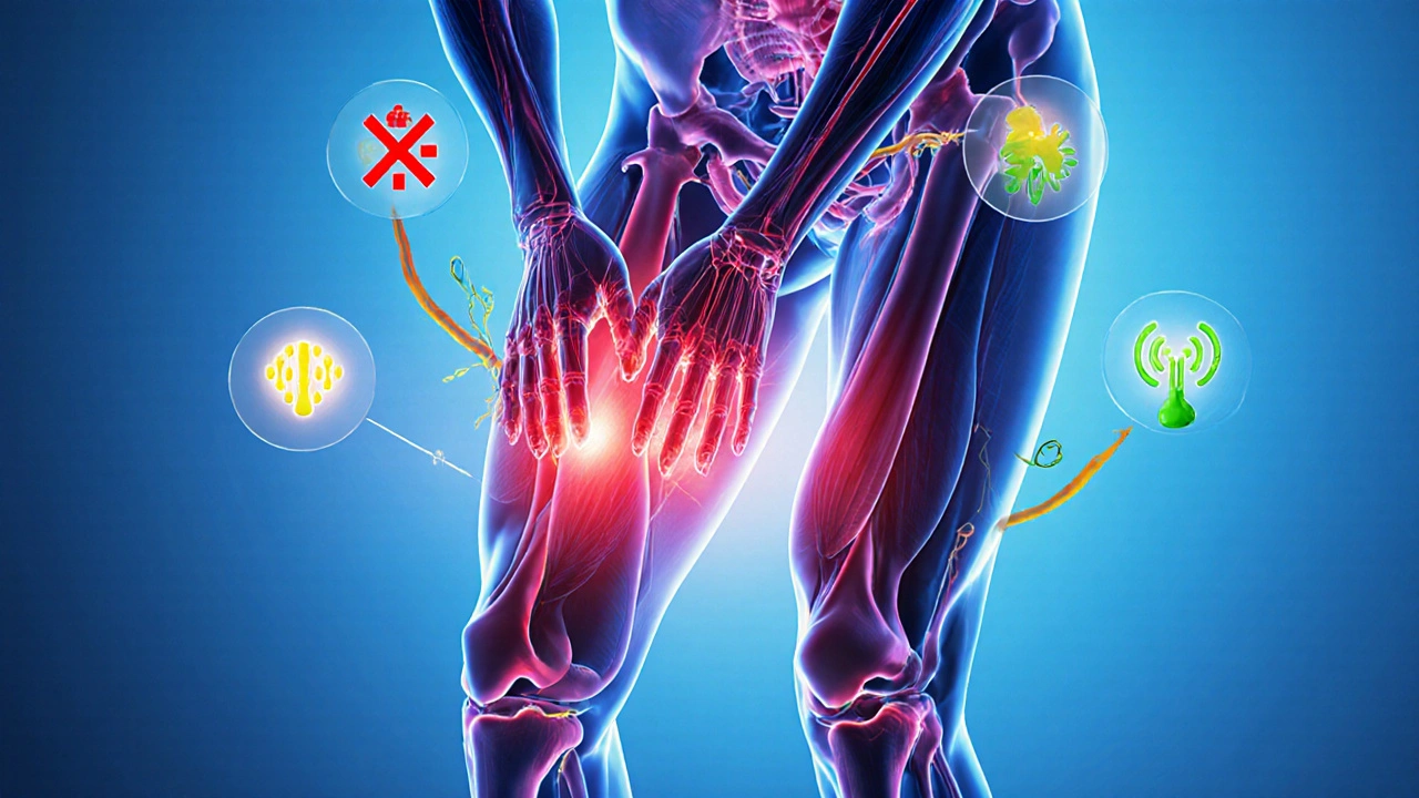 Průřez tělem ukazující zvýšený průtok krve a odvod metabolických odpadů při sportovní masáži.